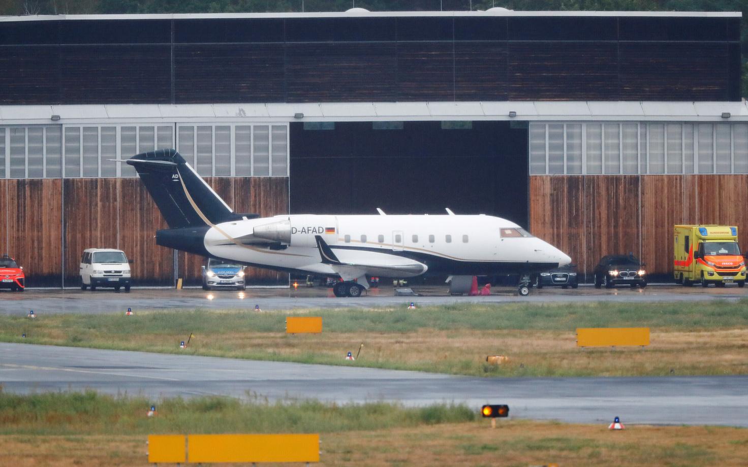 Aleksei Navalnõi Berliini toonud lennuk Schönefeldi lennuväljal.