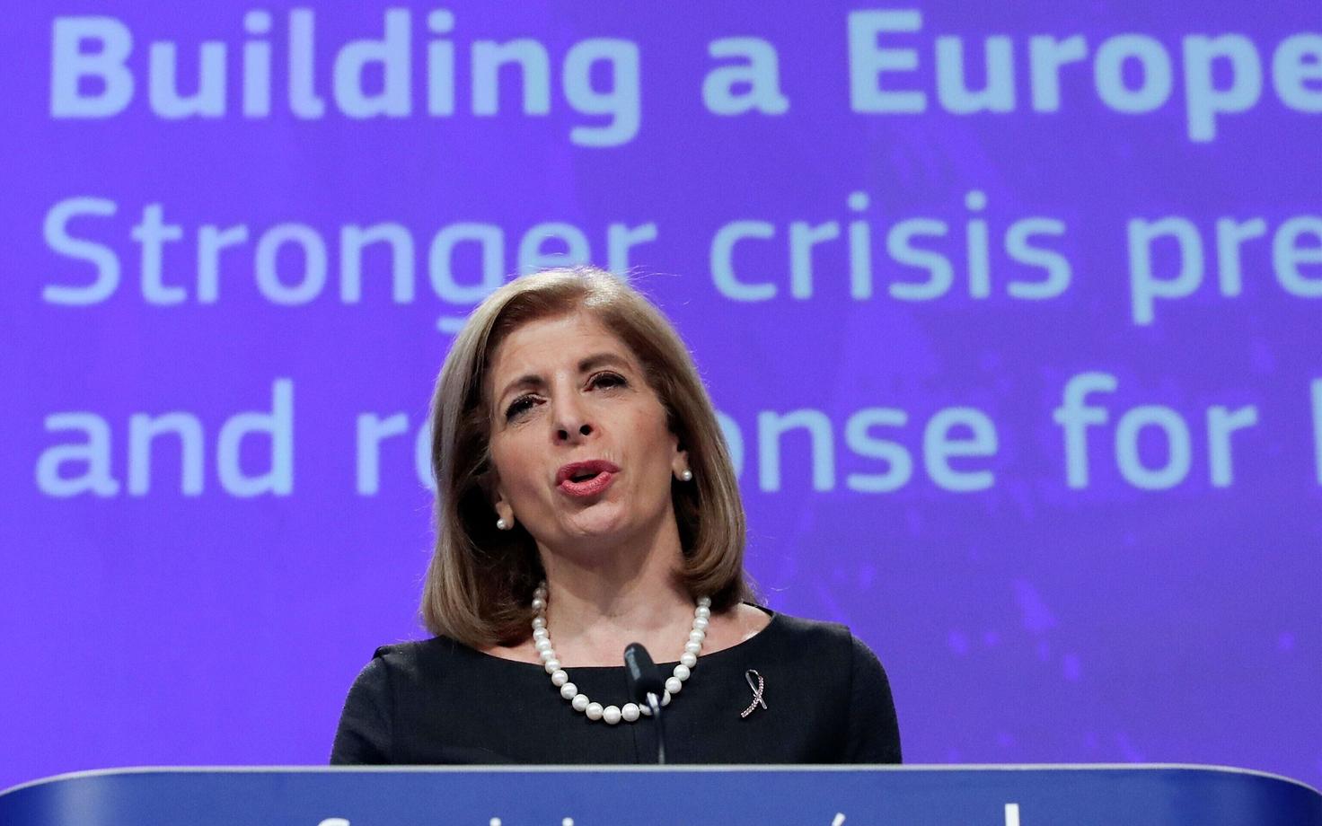 Euroopa Komisjoni tervishoiuvolinik Stella Kyriakides tervishoiuliidu ideed tutvustamas.