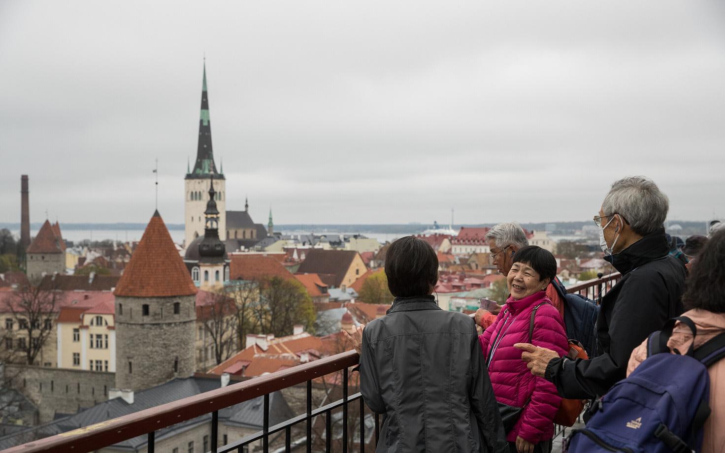 Tourists in Tallinn's Old Town before the coronavirus pandemic.