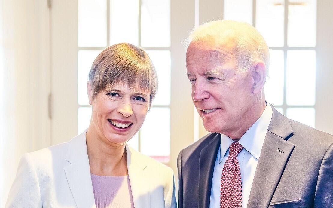 President Kersti Kaljulaid with new U.S. President Joe Biden, at an earlier meeting.