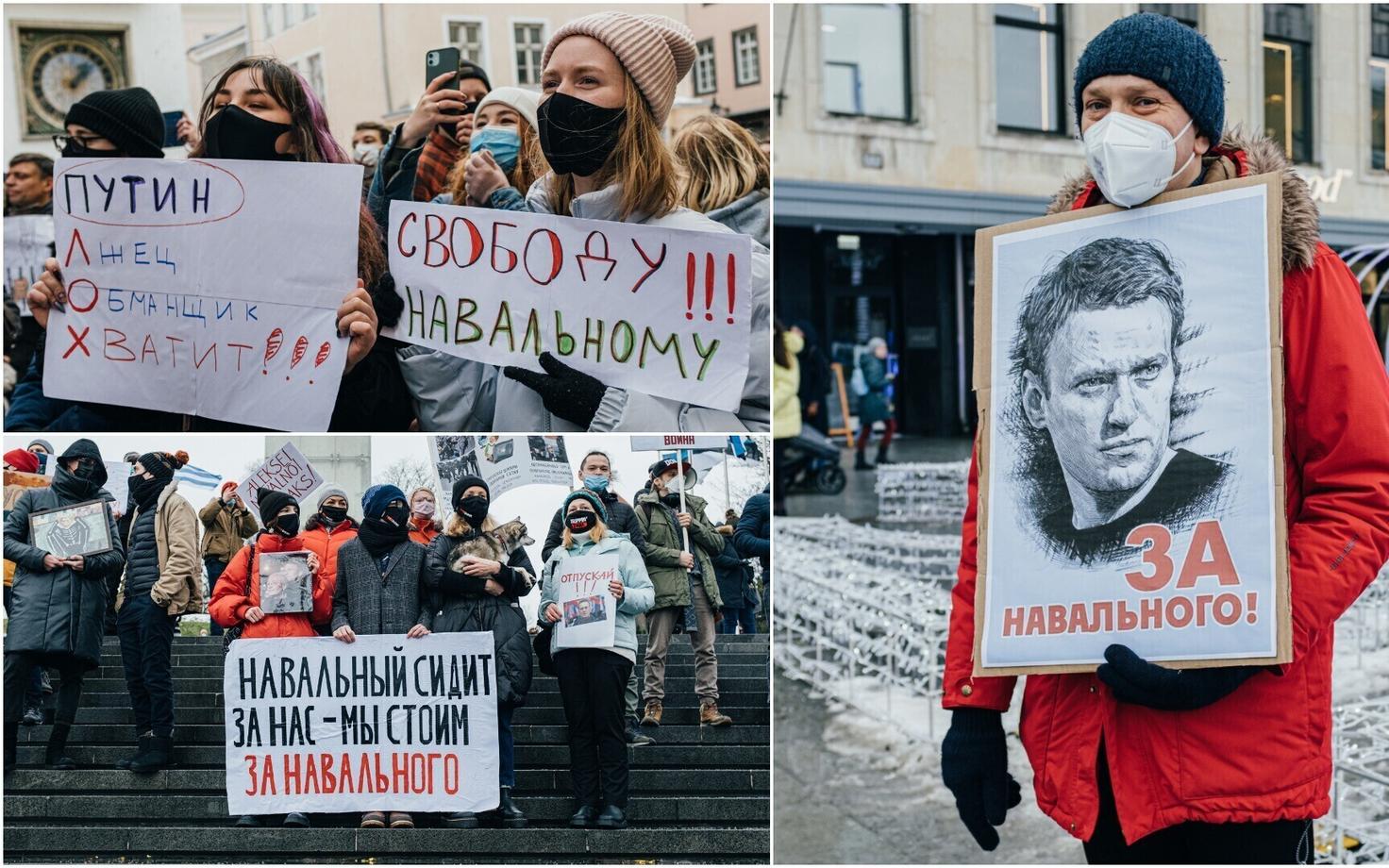 Пикет в поддержку Алексея Навального в Таллинне 25 января 2021 г.