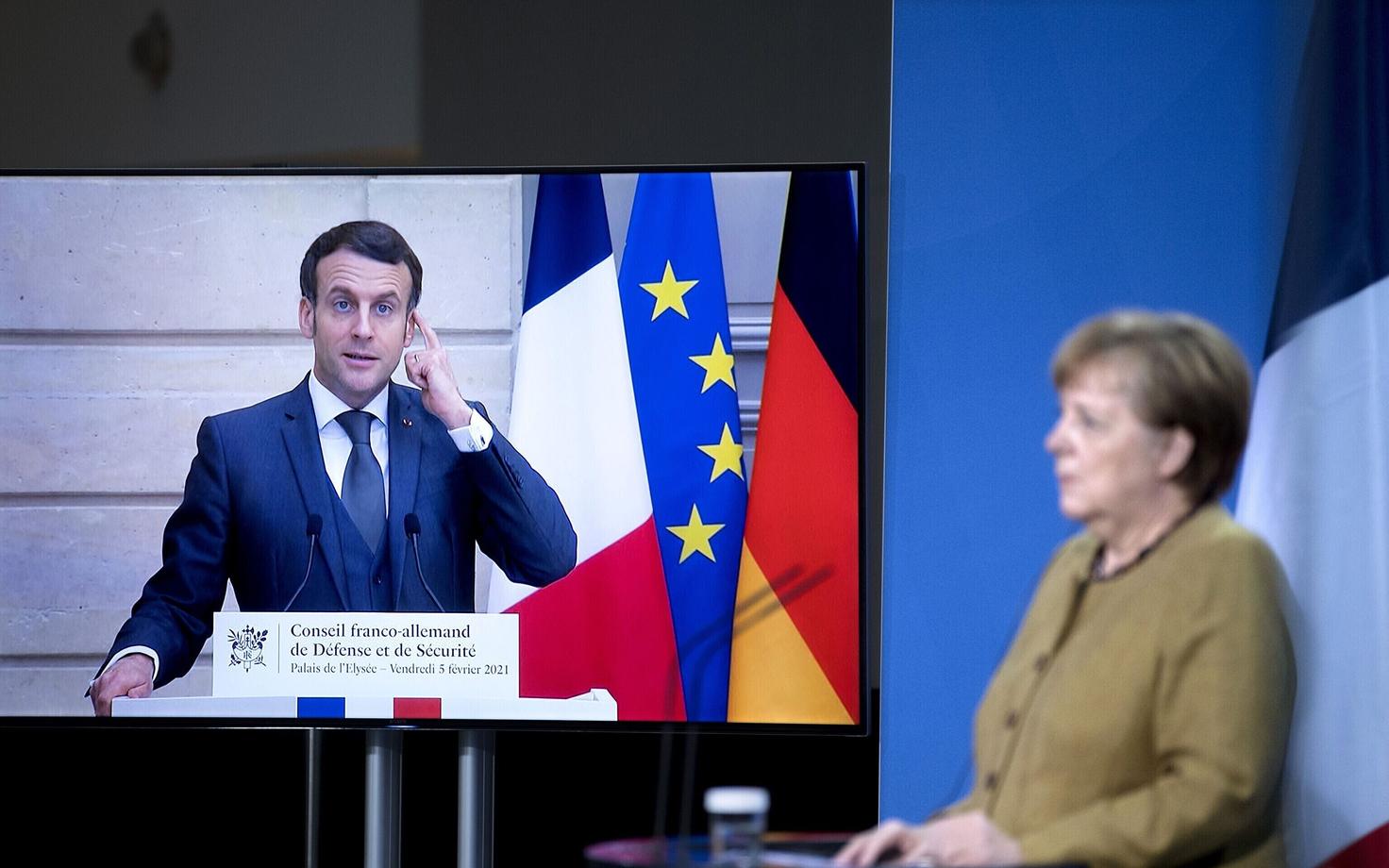 Prantsusmaa president Emmanuel Macron ja Saksamaa liidukantsler Angela Merkel.