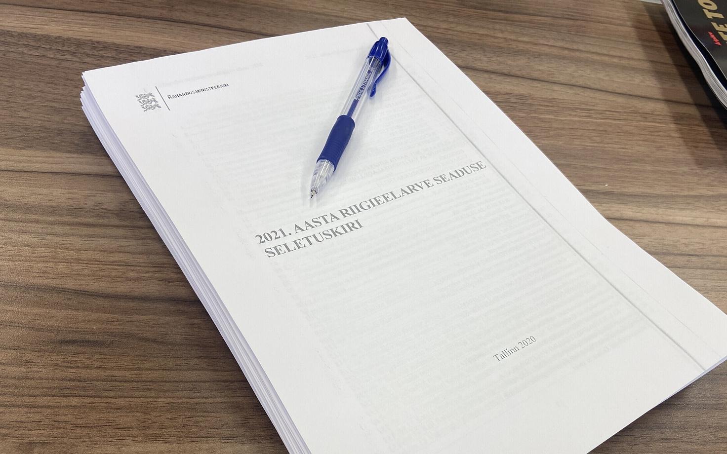 2021. aasta riigieelarve eelnõu.