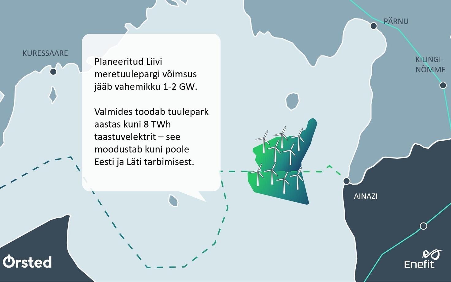 Планируемый в Рижском заливе парк ветрогенераторов.