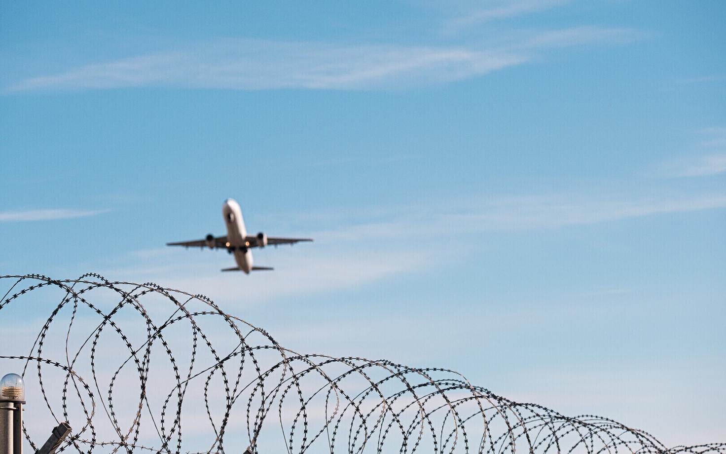 Passenger jet over Tallinn Airport.