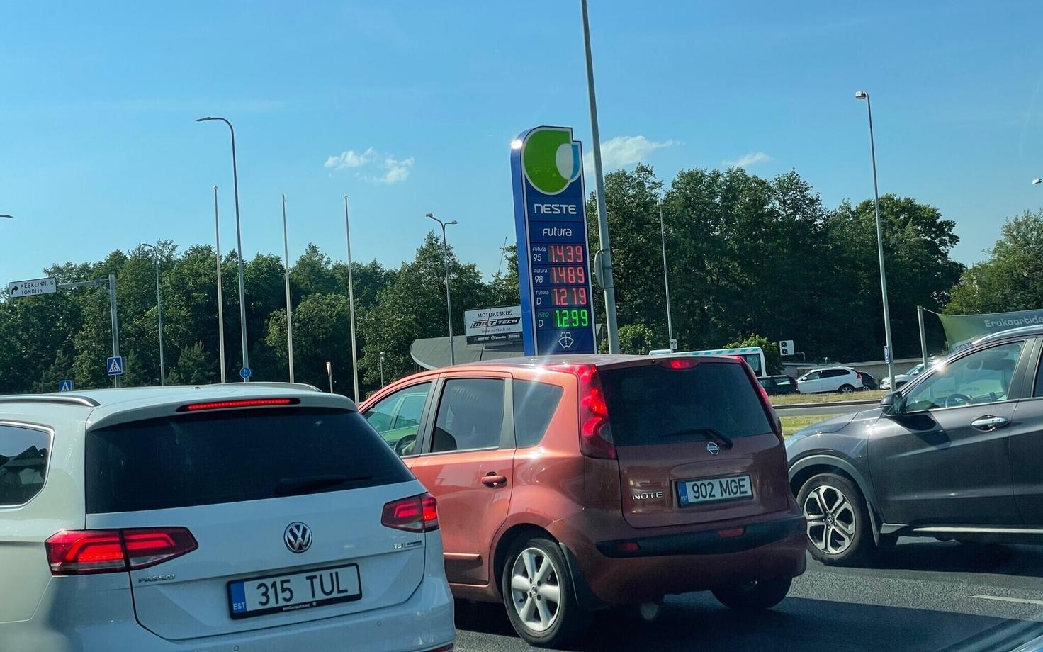 Kütuse hinnad Neste tanklas esmaspäeva õhtupoolikul.