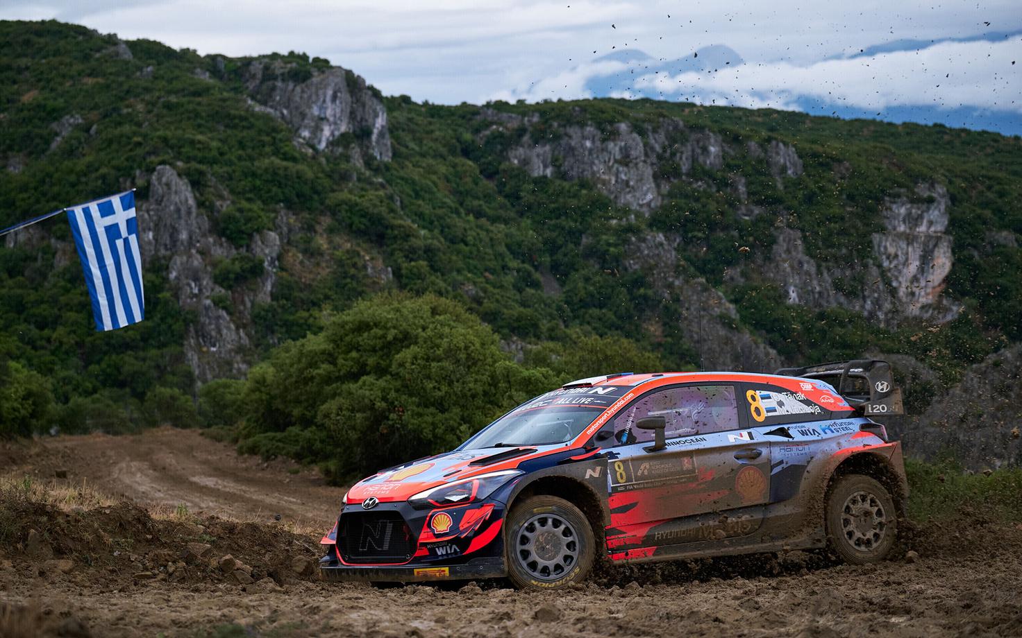 Ott Tänak and Martin Järveoja in action at the Rally Acropolis.