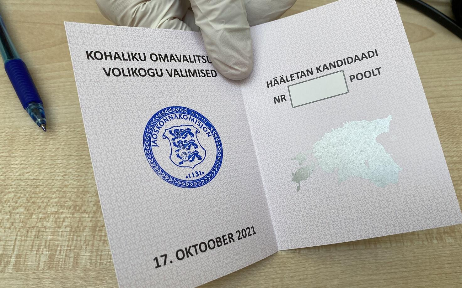 A blank local election ballot in Paide