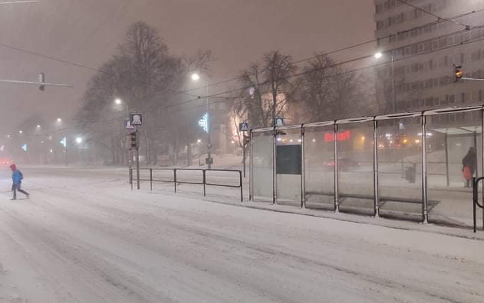 Снегопад в Таллинне.