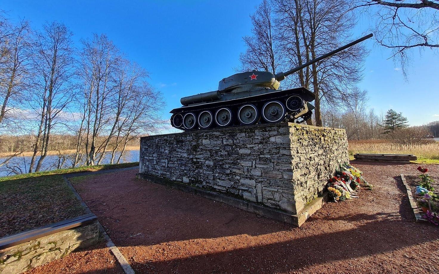 Tank T-34 monument north of Narva, Ida-Viru County.