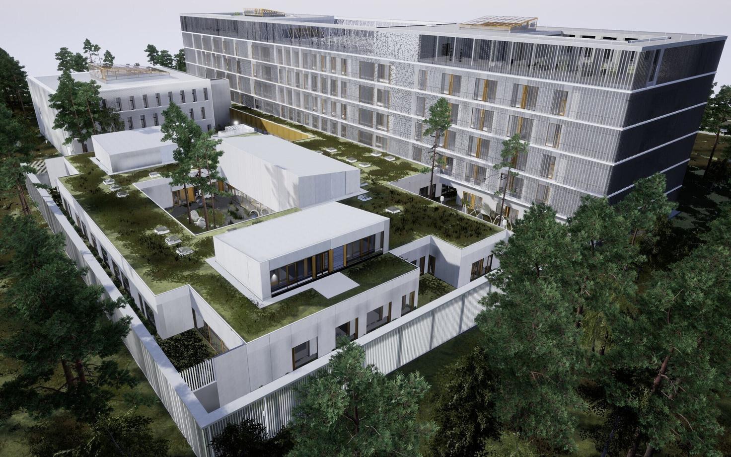 Эскиз нового здания психиатрической клиники PERH (AB Vaarpuu & Kõll).