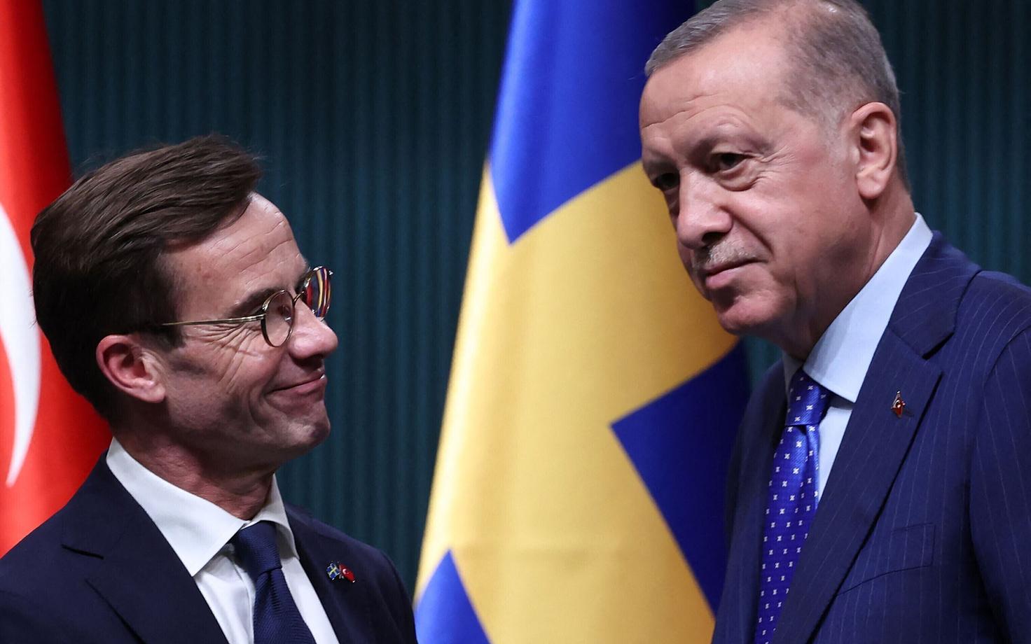 Премьер-министр Швеции Ульф Кристерссон и президент Турции Реджеп Тайип Эрдоган.