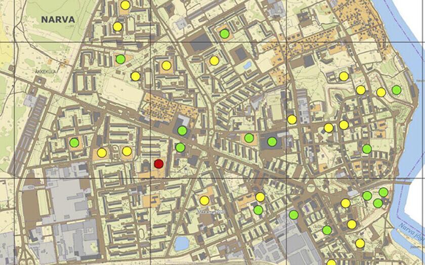 Narva varjekohad kaardil.