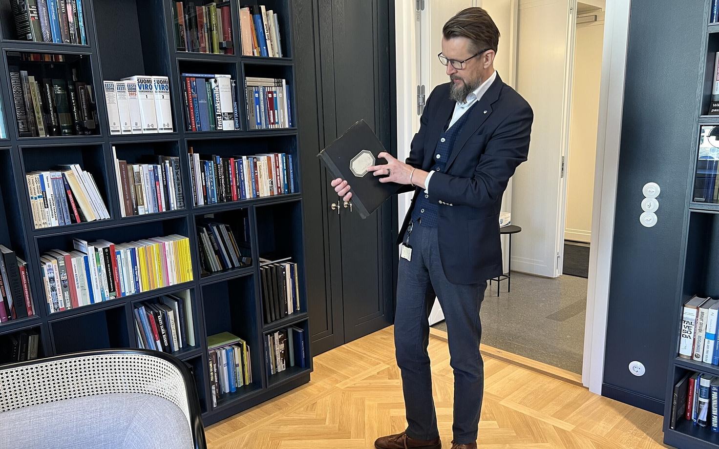 Ambassador Sven Sakkov at the Estonian Embassy in Helsinki.