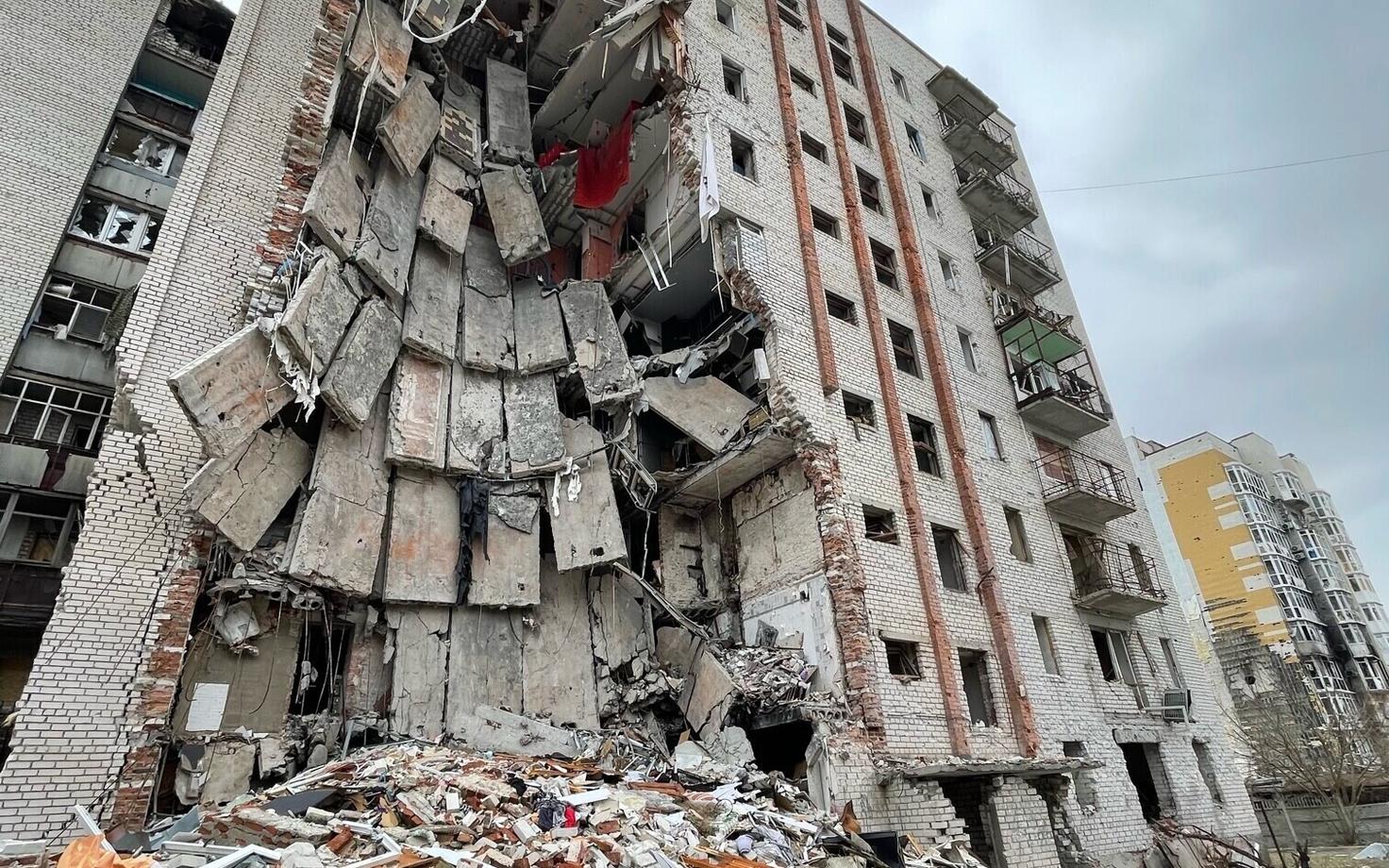Scene of destruction in Lyman, Donestk region of Ukraine.