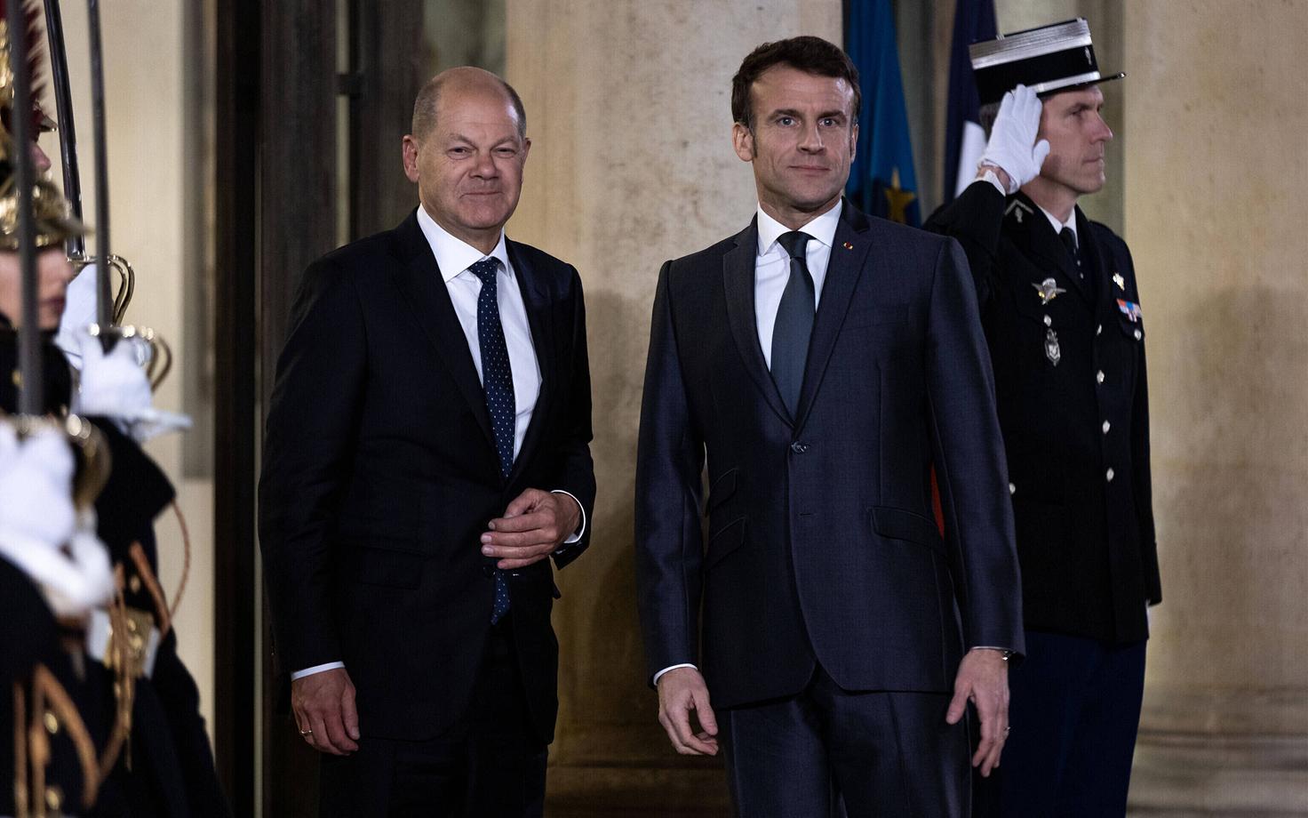 Канцлер Германии Олаф Шольц и президент Франции Эммануэль Макрон.