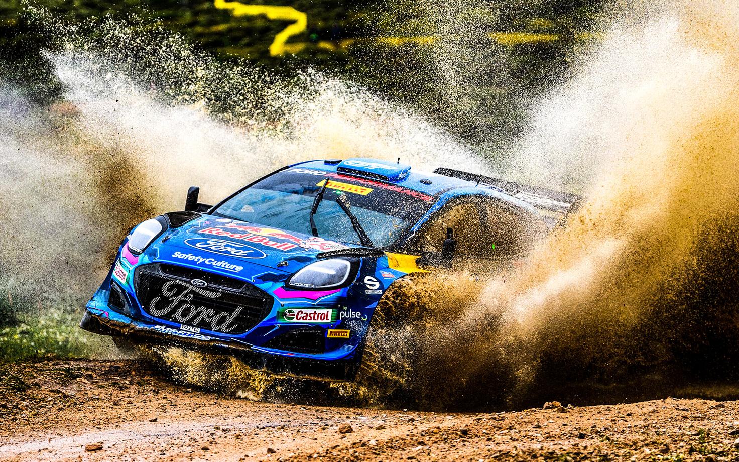 Ott Tänak and Martin Järveoja in action in the M-Sport Ford Puma in Sardinia earlier this season.