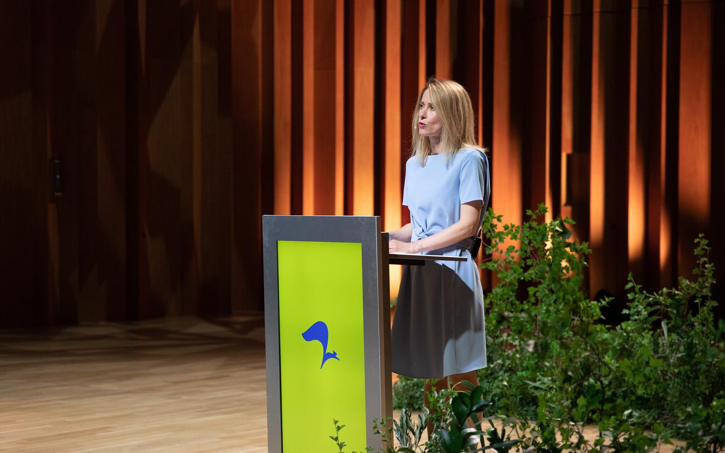 Kaja Kallas speaking at the Reform Party general assembly.