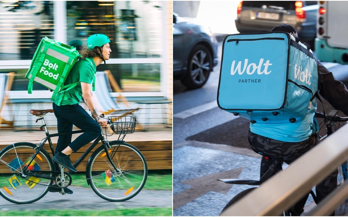 Курьеры Bolt и Wolt.
