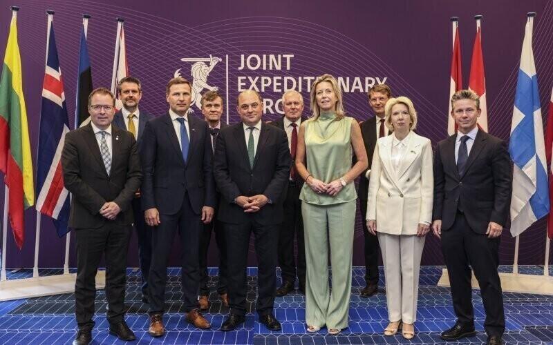 Minister of Defense Hanno Pevkur (third from left) at the meeting of JEF defense ministers in Amsterdam, June 13, 2023.