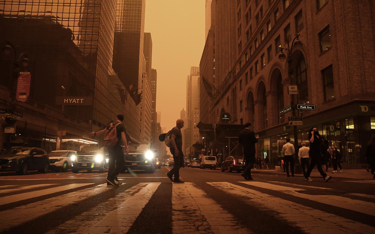 Smoke from the Canadian fires over the New York city.
