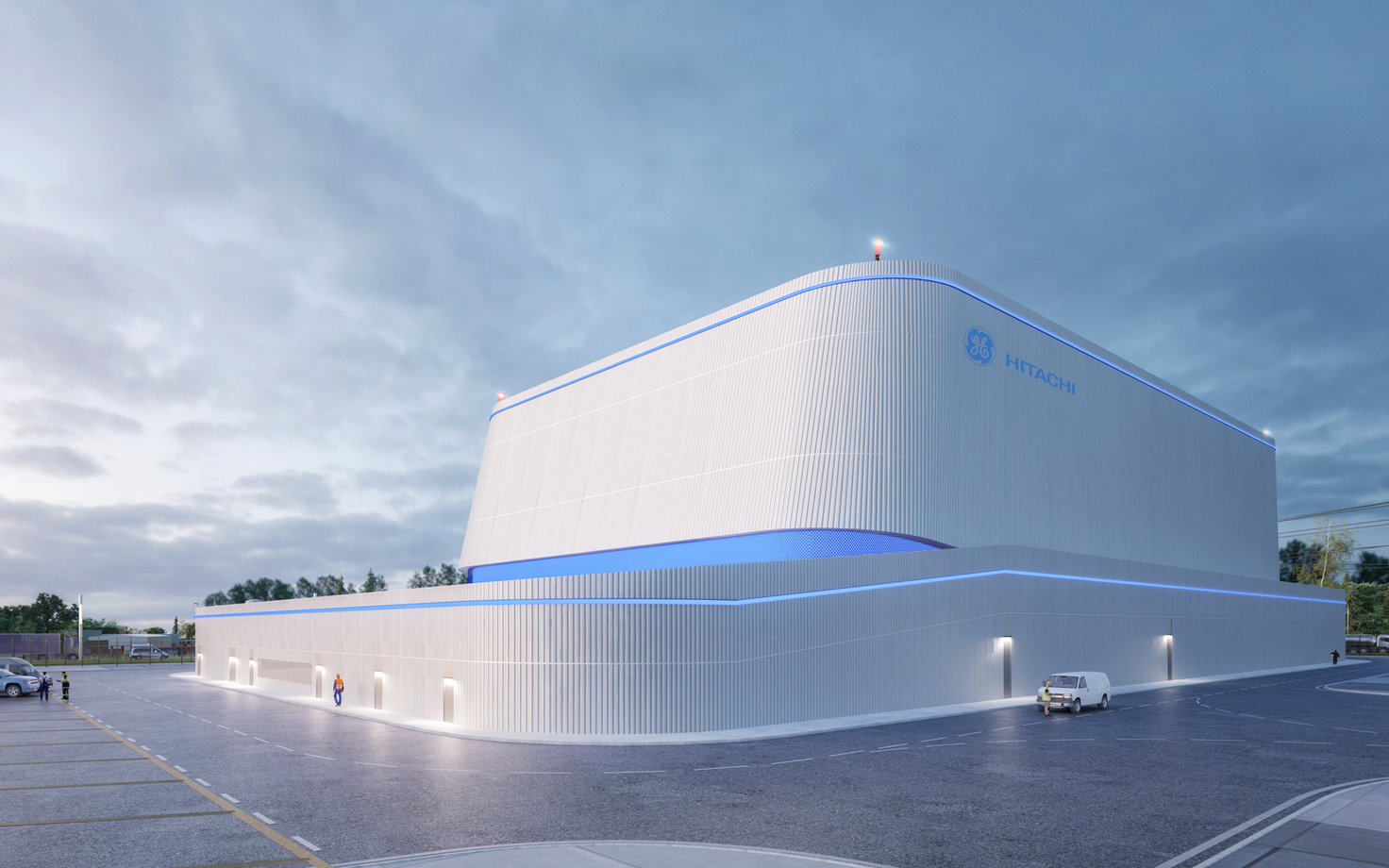 GE-Hitachi, BWRX-300 tuumajaama illustratsioon, mis on üks jaamadest Fermi Energia valikus.