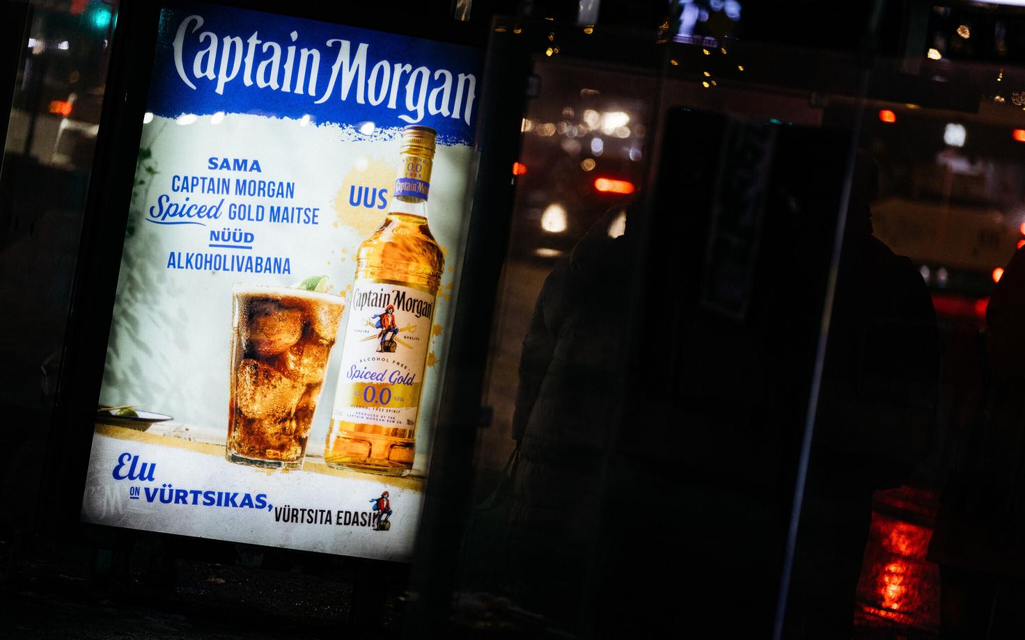 An advertisement for alcohol-free rum.