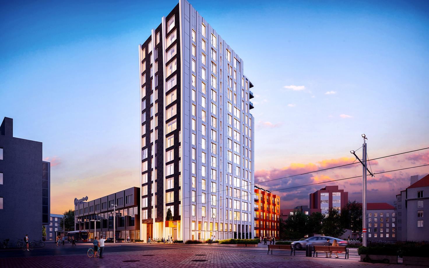 Visuaal kavandatavast hoonest aadressile Tartu mnt 15.