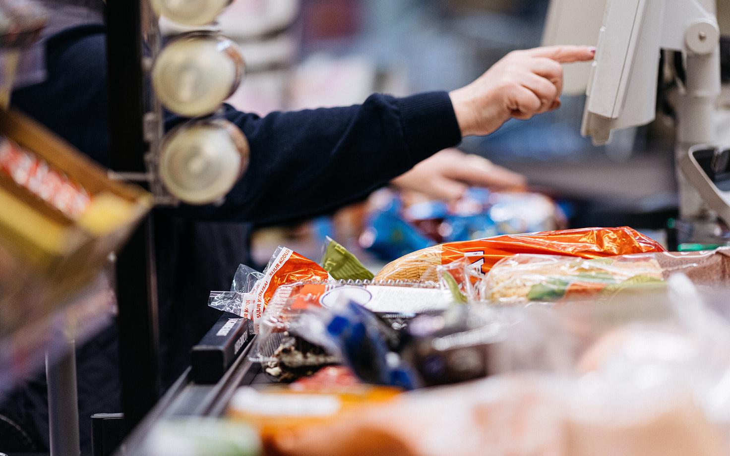 A supermarket checkout.