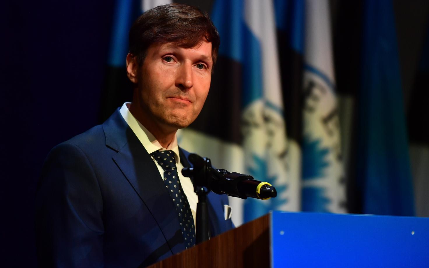 Мартин Хельме на съезде EKRE в Йыхви 16 июня 2024.