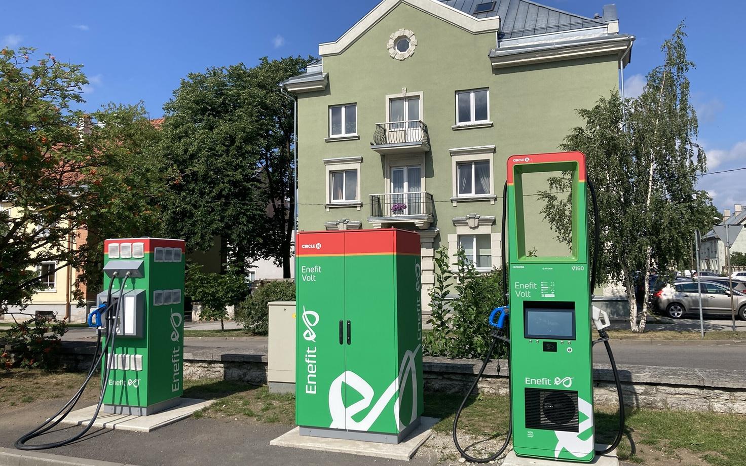 Electric car charging stations.