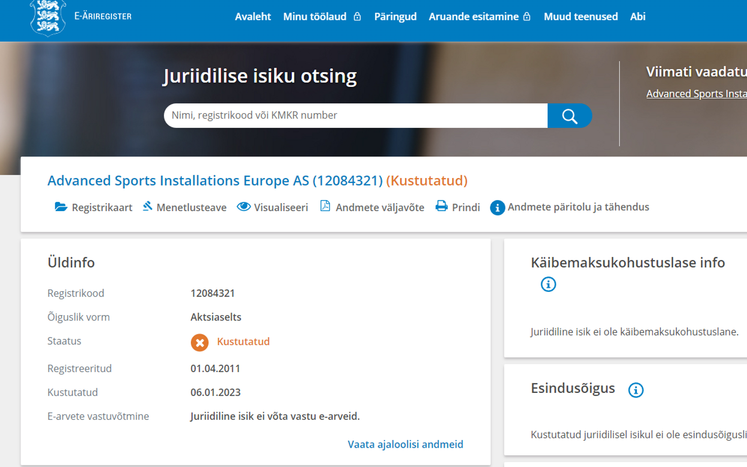 Выбор деятельности на основе EMTAK, а также поиск на портале Коммерческого регистра не поменяются.