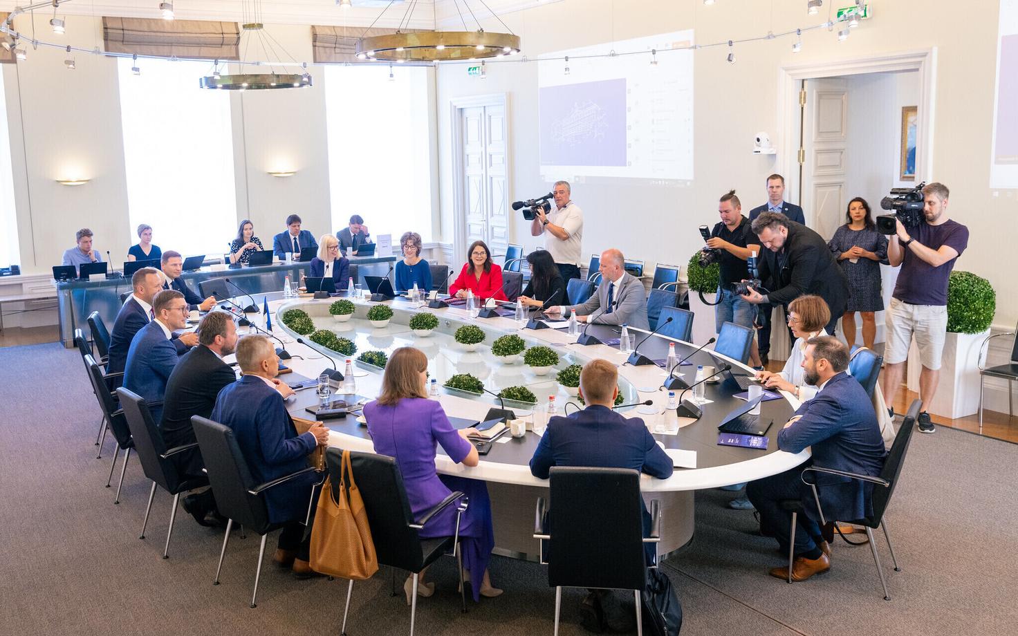 The Estonian government ahead of its meeting.