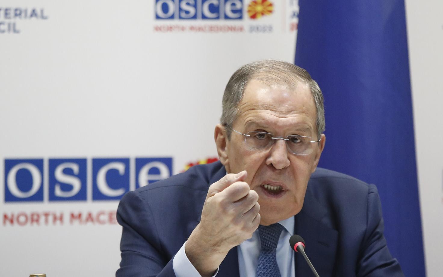 Vene välisminister Sergei Lavrov 2023. aastal OSCE ministrite nõukogu kohtumisel Põhja-Makedoonias.