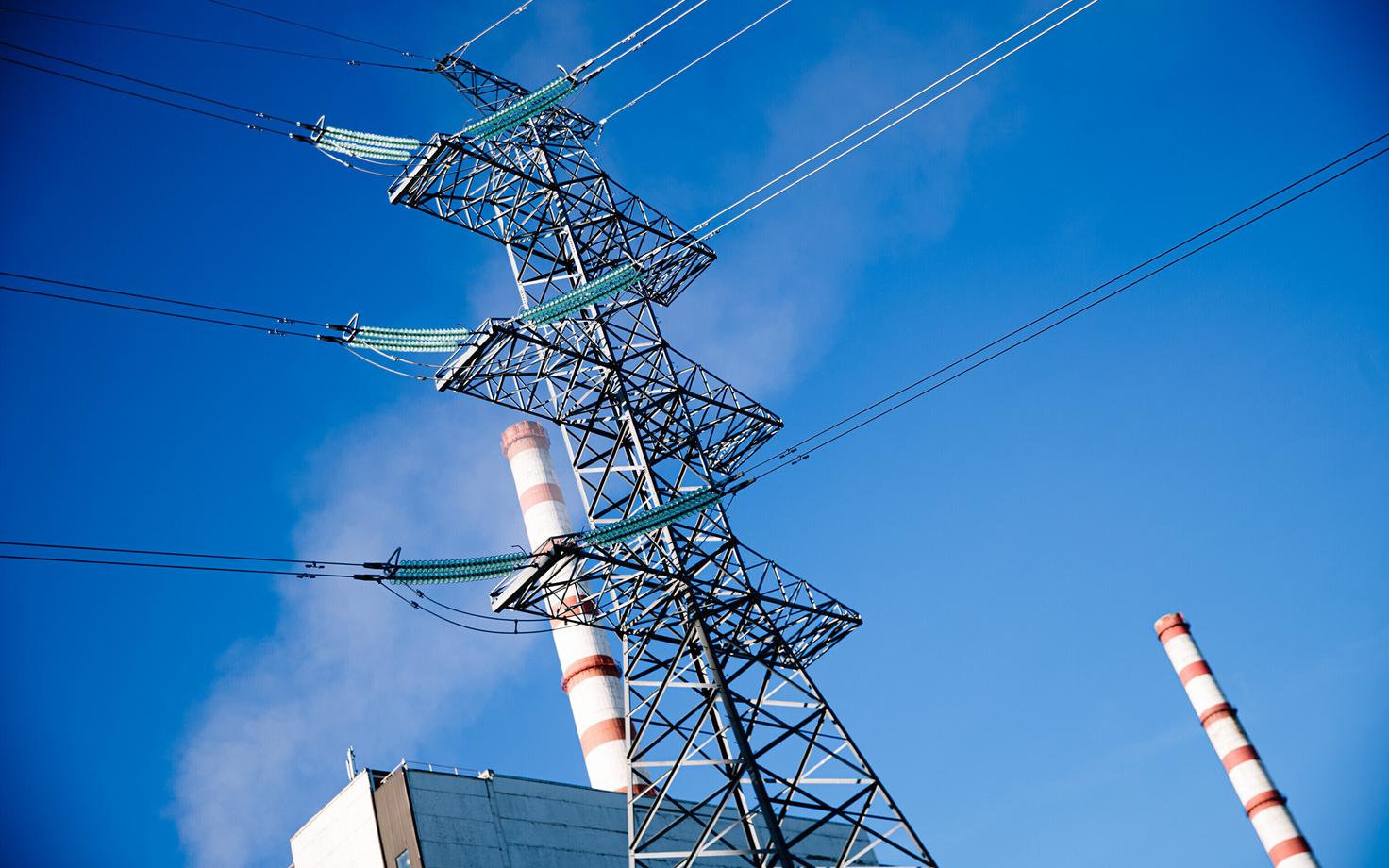 Опора ЛЭП на сланцевой электростанции Enefit Power.