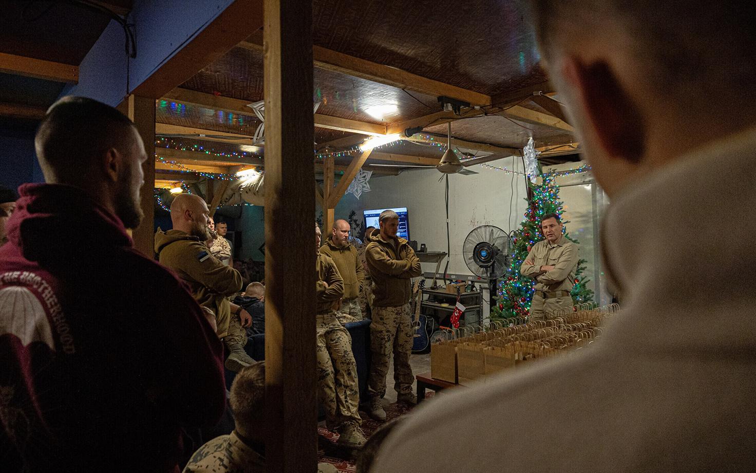 Minister of Defense Hanno Pevkur (Reform) and Maj. Gen. Vahur Karus visiting Estonian troops serving in Operation Inherent Resolve in Iraq. December 19, 2024.