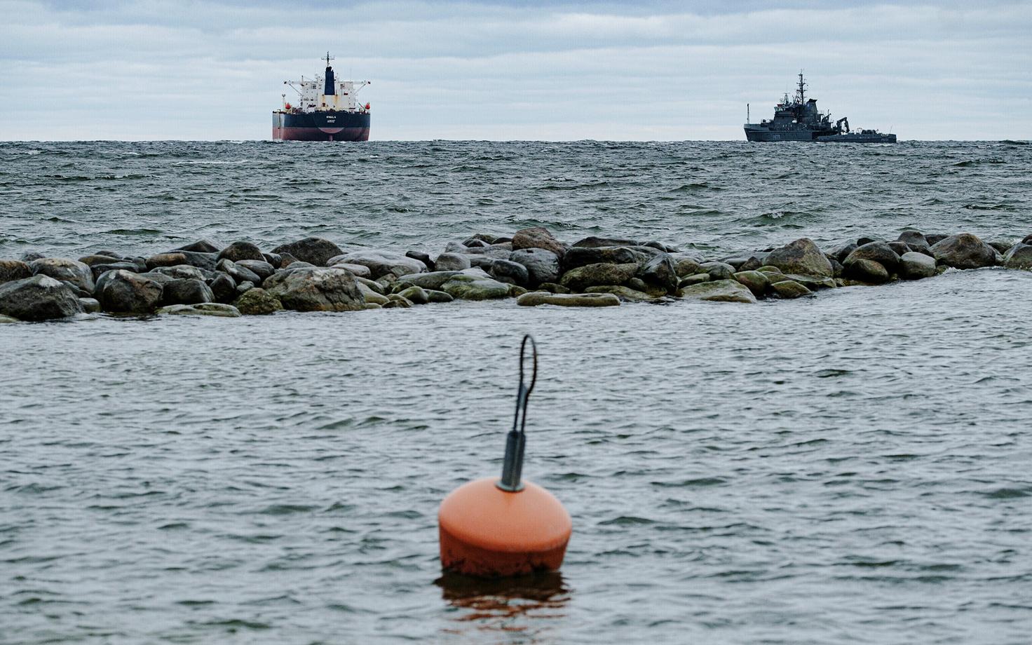 The Kiwala detained off the Estonian coast between the island of Aegna and the port of Muuga, east of Tallinn, Friday, April 11, 2025.