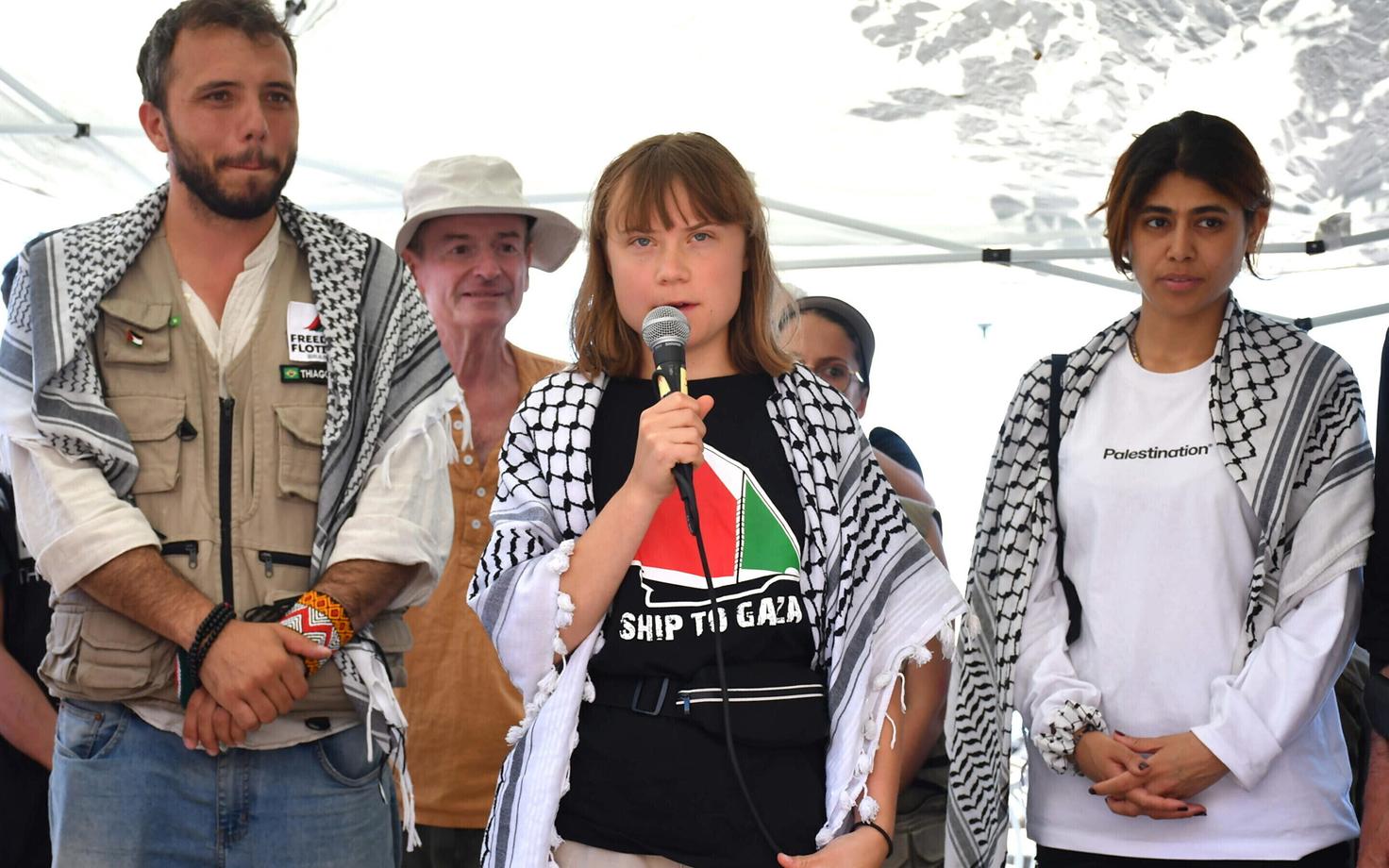 Грета Тунберг (с микрофоном).