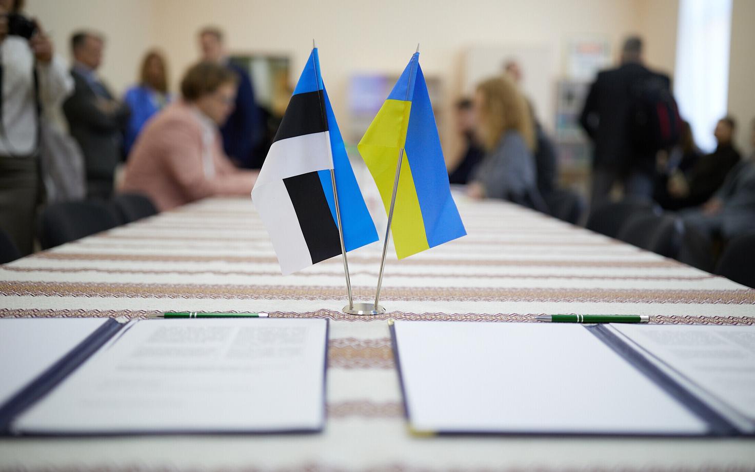 Estonian and Ukrainian flags.