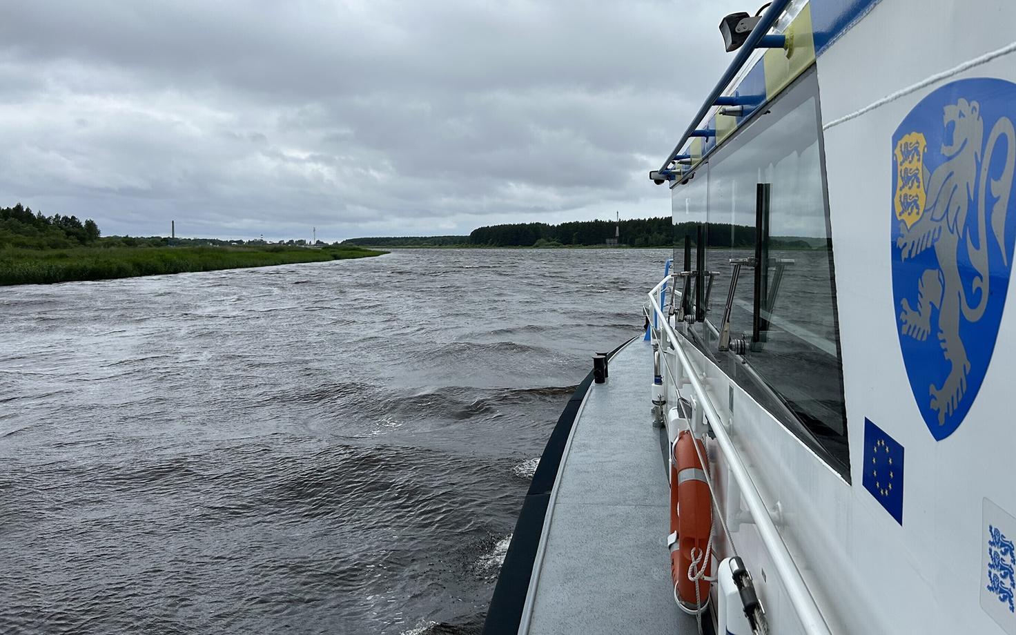 A border guard patrol boat on the Narva River.