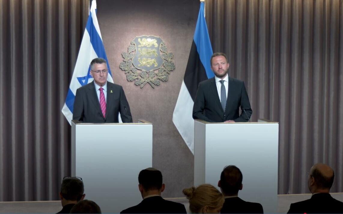 Israeli Foreign Minister Gideon Sa'ar with Estonian Minister of Foreign Affairs Margus Tsahkna.