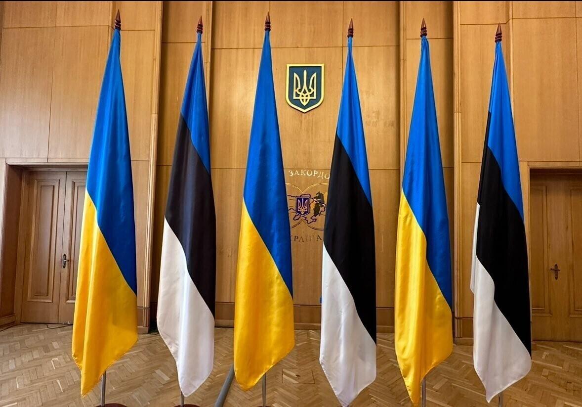 Estonian and Ukrainian flags.
