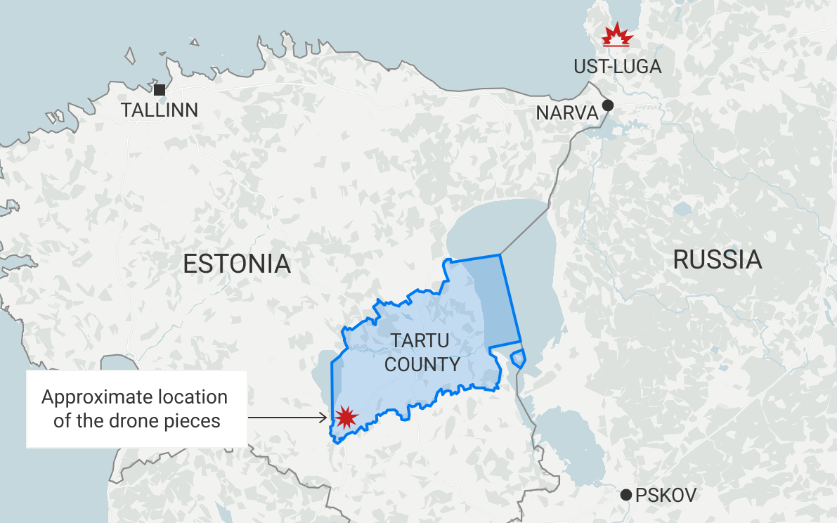 The drone wreckage fell in Elva Muniticpality in Tartu County on the morning of August 24.