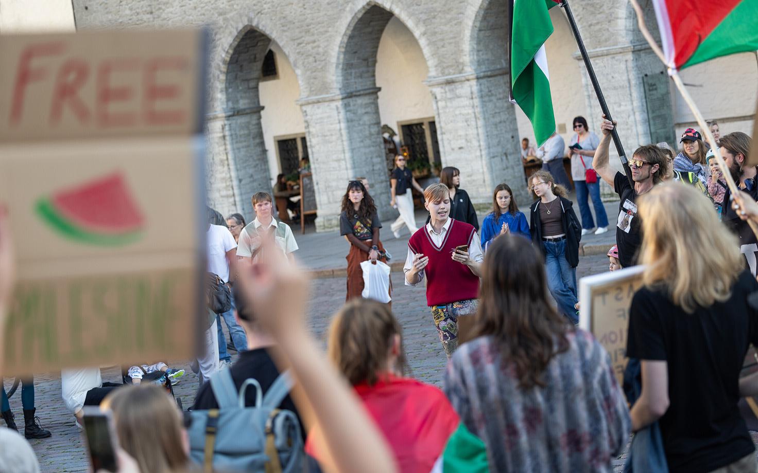 Акция в поддержку Палестины в Таллинне.