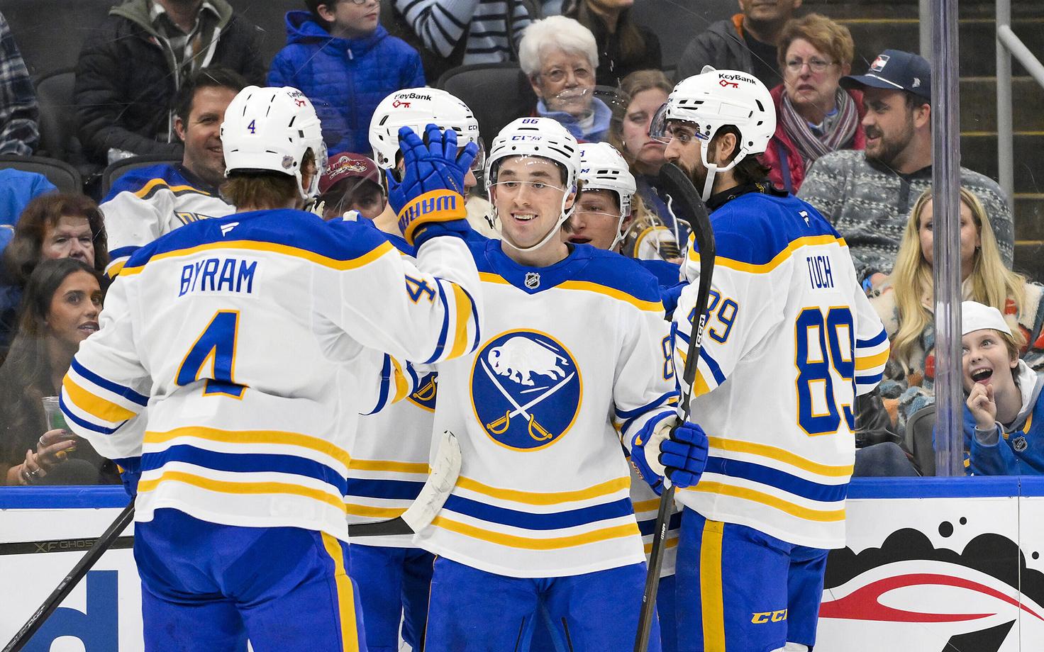 Buffalo Sabresi mängijad tähistamas