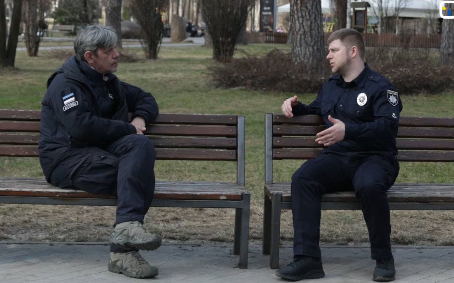 Journalist Anton Aleksejev (left) and Artem Oleshchenko, a representative of the Ukrainian police cyber unit